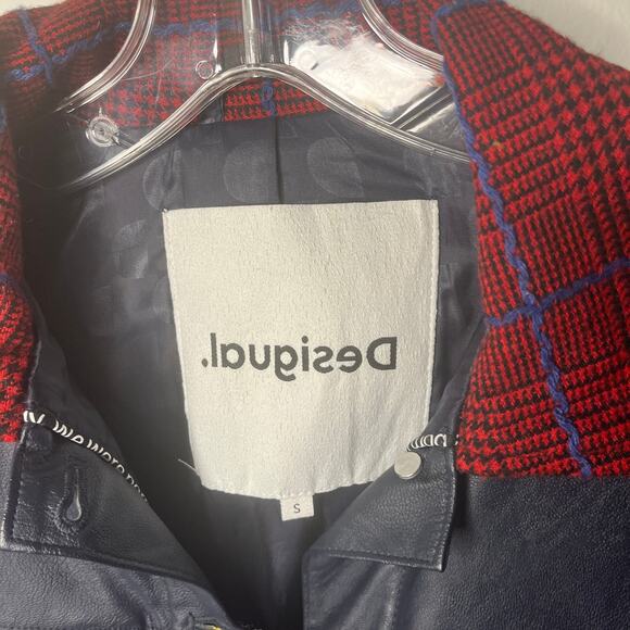 Desigual Women's Jacket Size Small Red Ingrid Trucker Jacket Tartan Plaid - Picture 6 of 9